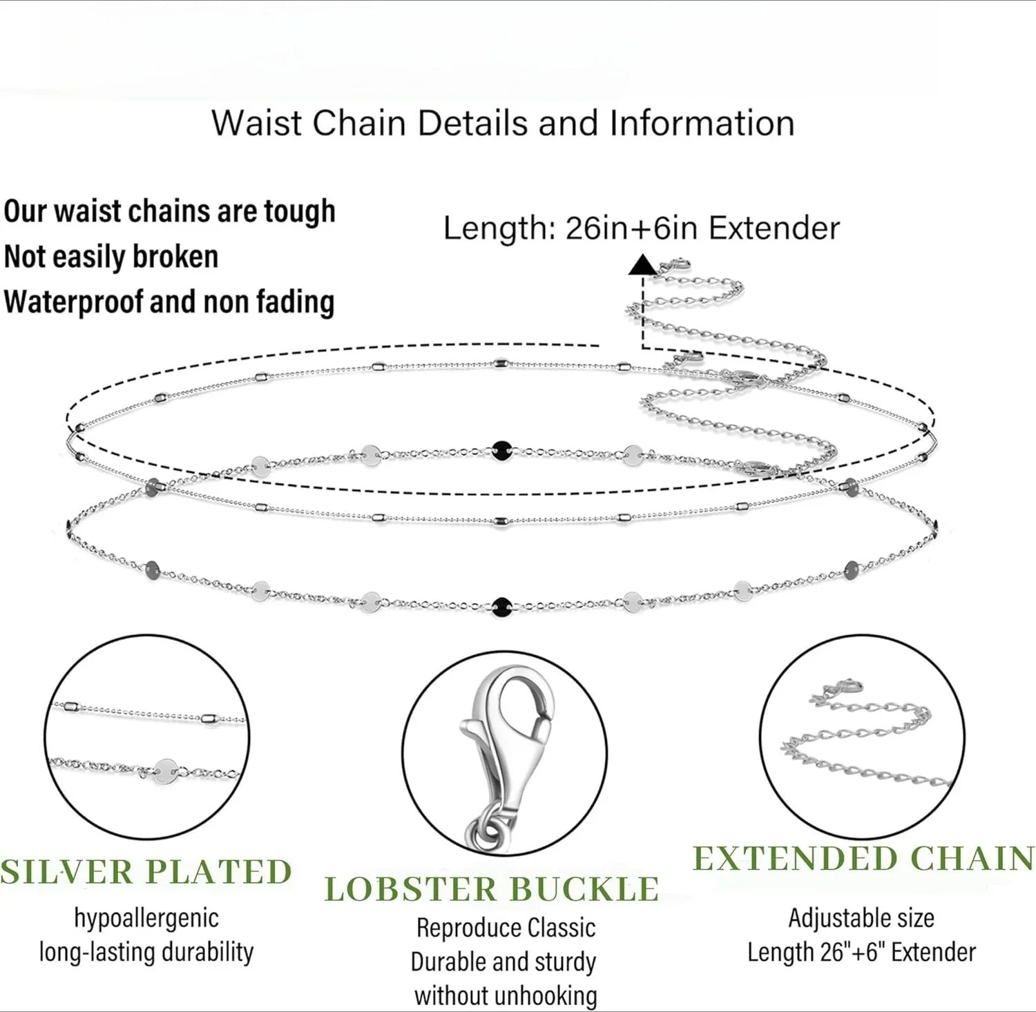 Women Waterproof Body Chain